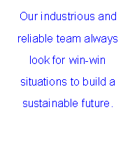 文本框: Our industrious and reliable team always look for win-win situations to build a sustainable future.